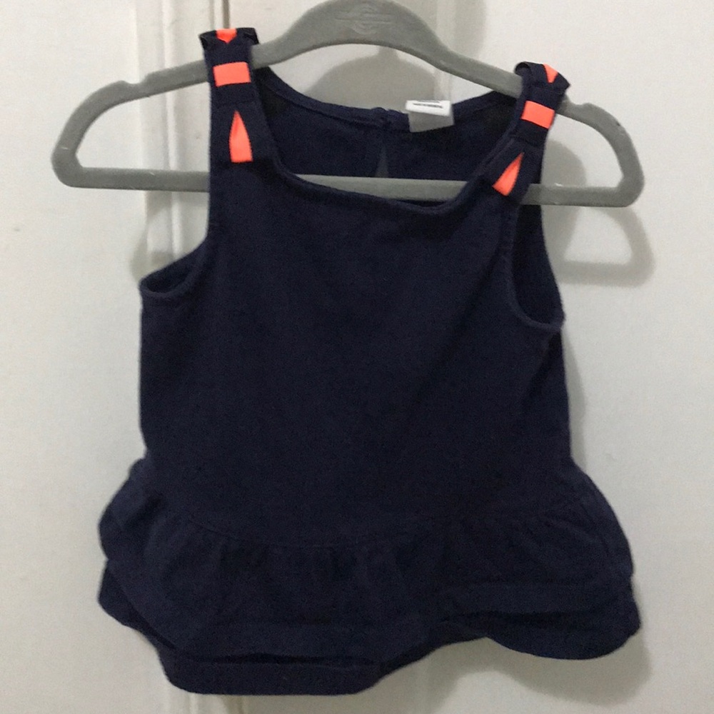 Janie and Jack blue cotton peplum tank with bows